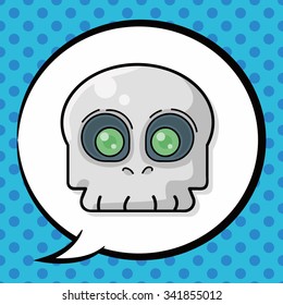 skull doodle, speech bubble