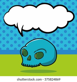 skull doodle, speech bubble