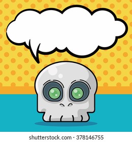 skull doodle, speech bubble