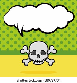 skull doodle, speech bubble
