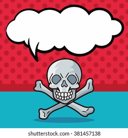 skull doodle, speech bubble
