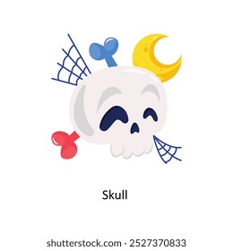 Skull doodle vector outline Sticker. EPS 10 file