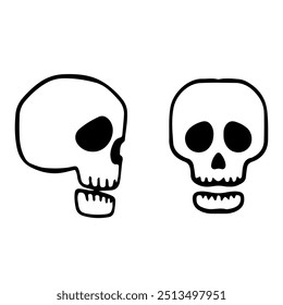 Skull Doodles vector isolated on white background. skull hand drawn.