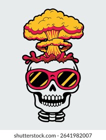Skull doom day with cool glasses. Cool skull sticker