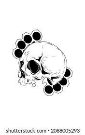 Skull with double knuckle vector illustration
