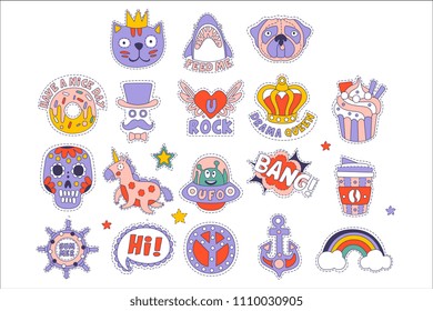 Skull, Doughnut, Cat And Others Bright Childish Stickers