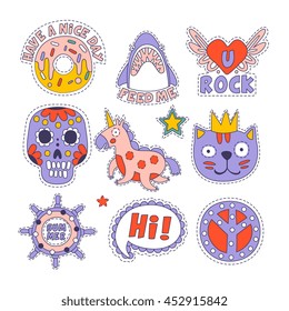 Skull, Doughnut, Cat And Others Bright Childish Stickers