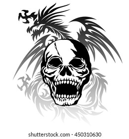 Skull dragon illustration,