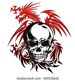 Skull dragon illustration,
