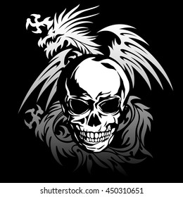 Skull dragon illustration,
