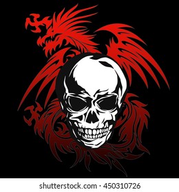 Skull dragon illustration,