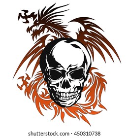 Skull dragon illustration,