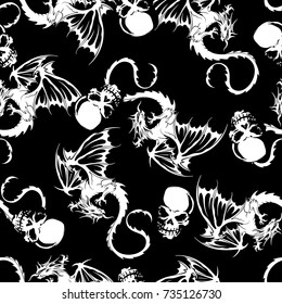 skull and dragon pattern,