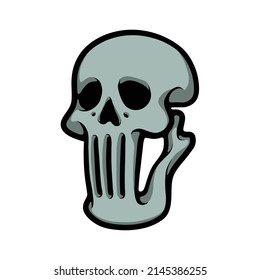 Skull drawing concept. skeleton head cartoon vector character