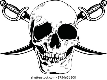 ilustración de dibujo de cráneo vector pirata