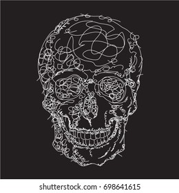 Skull drawing  illustration, tee shirt graphics, vectors