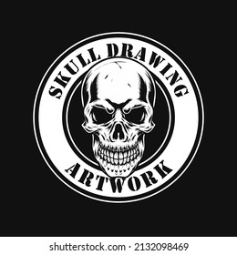skull drawing logo design for you
