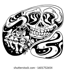 SKULL DRAWING VECTOR DESIGN BEST FOR TATTOOS OR T-SHIRT DESIGN