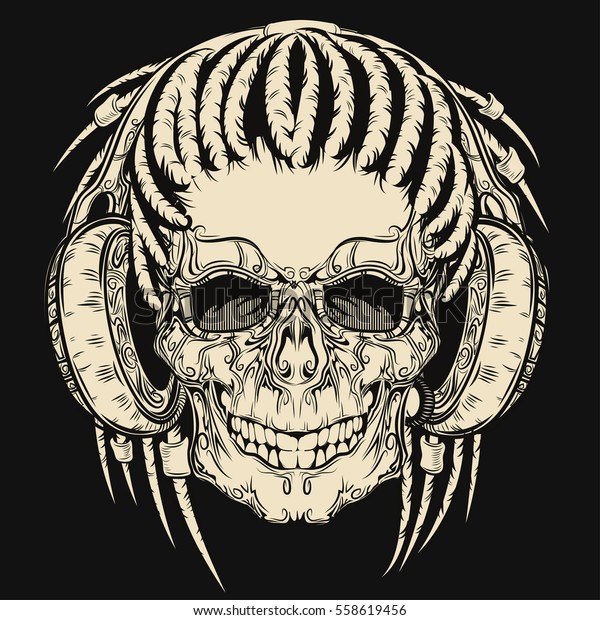 Skull Dreadlocks Stock Vector (Royalty Free) 558619456 | Shutterstock