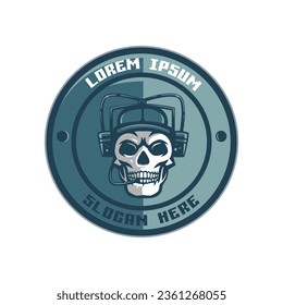 Skull drinking soda mascot logo for team