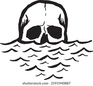 Skull drowning water vector illustration