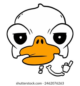 Skull, duck head, cute Funny Ducks, Printmaking Style, woodcut, cute animals clipart vector.