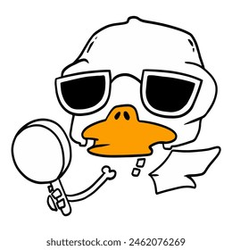 Cráneo, cabeza de pato, Patos divertidos lindos, Printmaking Style, grabado en madera, animales lindos Vector Clipart.