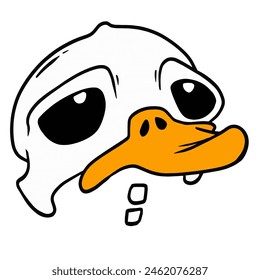 Skull, duck head, cute Funny Ducks, Printmaking Style, woodcut, cute animals clipart vector.