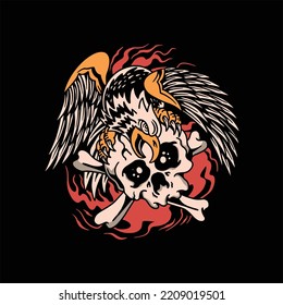 skull eagle tattoo vector design