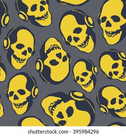 calavera en audífonos ilustración vectorial de fondo transparente