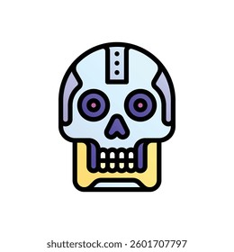 Skull. Editable vector icon, coloured with outlined stroke.