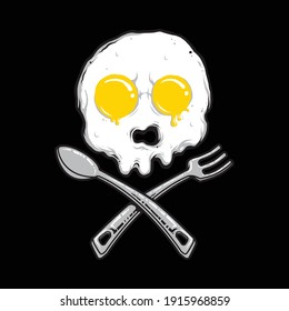 Skull egg breakfast morning food graphic illustration vector art t-shirt design