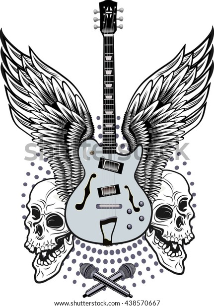 Skull Electric Guitar: Stock-Vektorgrafik (Lizenzfrei) 438570667 ...