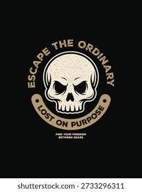 Skull Emblem Escape The Ordinary Lost On Purpose Encuentra la Plantilla de camiseta gráfica de Freedom