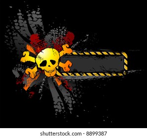Skull emblem with text banner