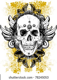 skull emblem with yellow