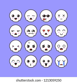 Skull emoticon set