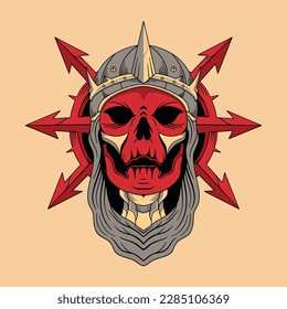 The skull emperial soldier vector with the unic ornament.
