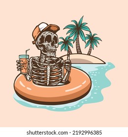 Skull Enjoy Chillin Summer Illustration