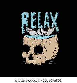 Skull Enjoy Relax Out Illustration Vector T-shirt Design