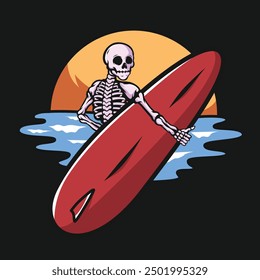 Skull enjoying surfing vector image