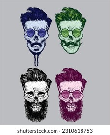 SKULL EPS EDITABLE COLORS TATTOO VETOR