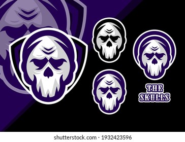 The skull esport logo design vector illustration.