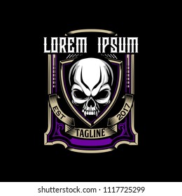 skull evil head with elegant decor vector template