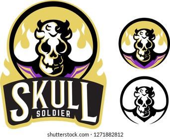 skull evil logo mascot set