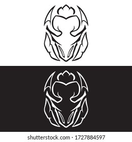 Skull Evil Maske Gesicht Zeichnen Artwork. Schwarze Farbe.