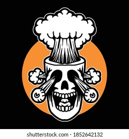 skull exploded illustration vector design