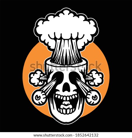 skull exploded illustration vector design