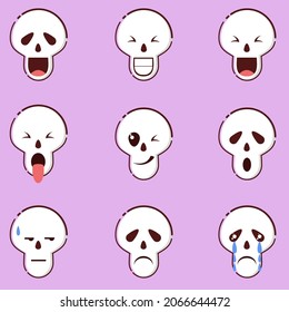 Skull expression face icon set collection