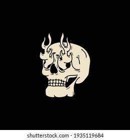 Schädel mit Blick auf Flammen Vektorgrafik für T-Shirt-Plakatartikel